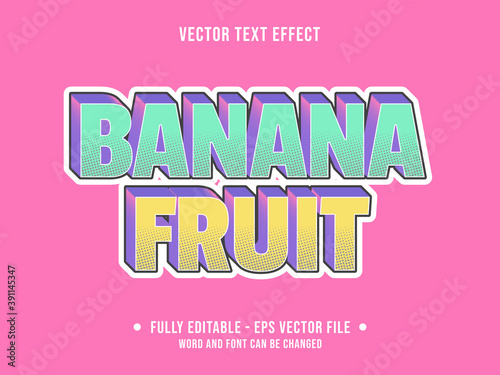 Editable text effect - Banana yello and blue retro pastel color gradient style