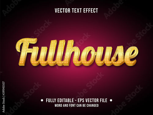 Editable text effect - Fullhouse poker yellow and gold color modern gradient style