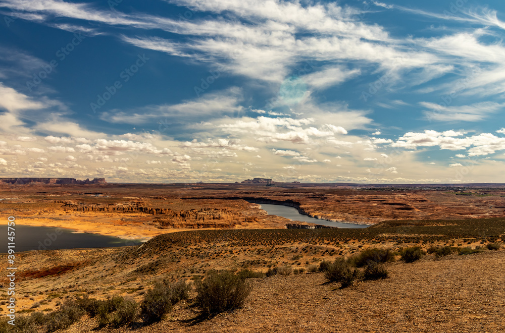The Colorado river, branches after the Glenn Canyon dam, Wahweap lookout, Page, AZ