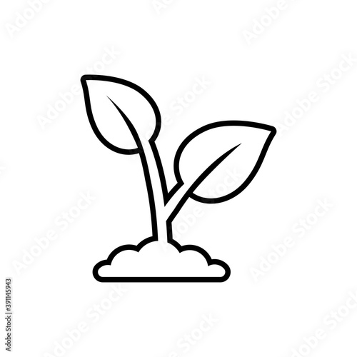 Vector Plant icon, seedling symbol on isolated white background for UI/UX and website.