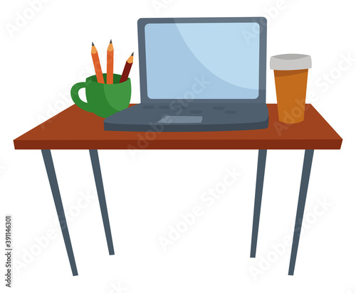 Work table ,illustration, vector on white background