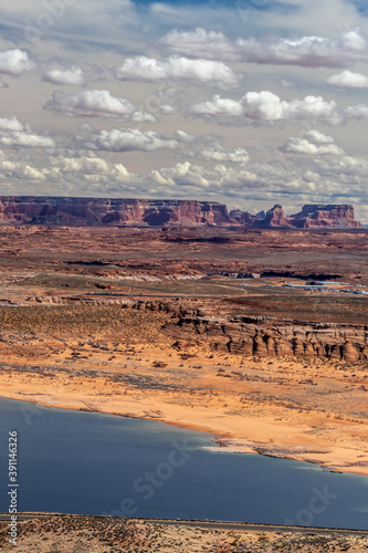 Rugged landscape of rocks and desert undulations, Wahweap lookout, Page, AZ
