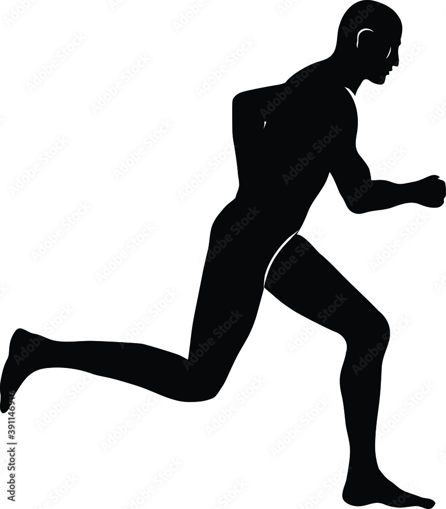 Vector icon of silhouette of a person running