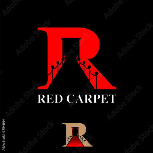 R letter Red carpet symbol concept