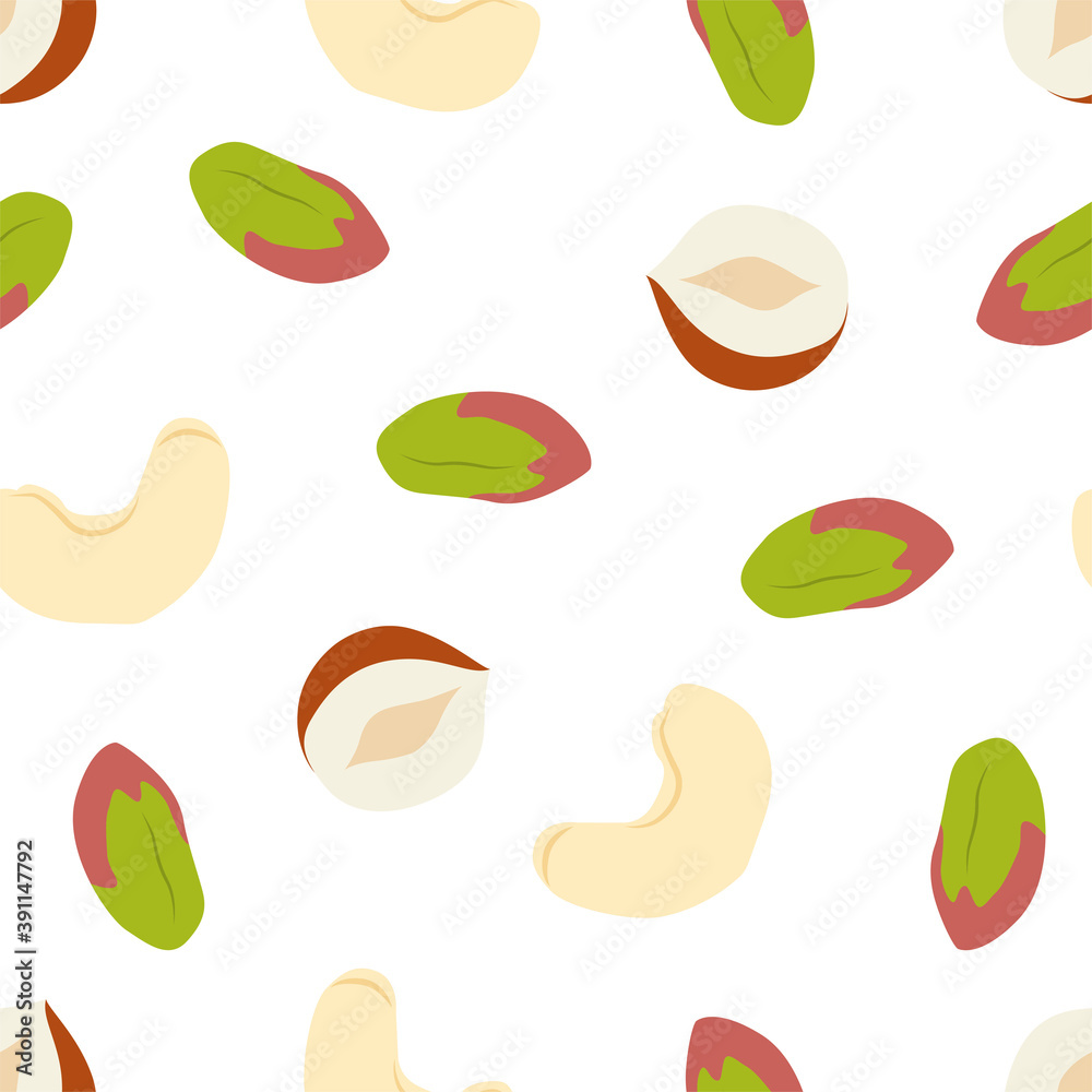 Pistachio, Hazelnut and Cashew. Vector pattern Pistachio, Hazelnut and Cashew. Vector pattern