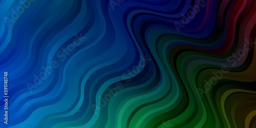 Light Blue, Green vector pattern with curved lines.