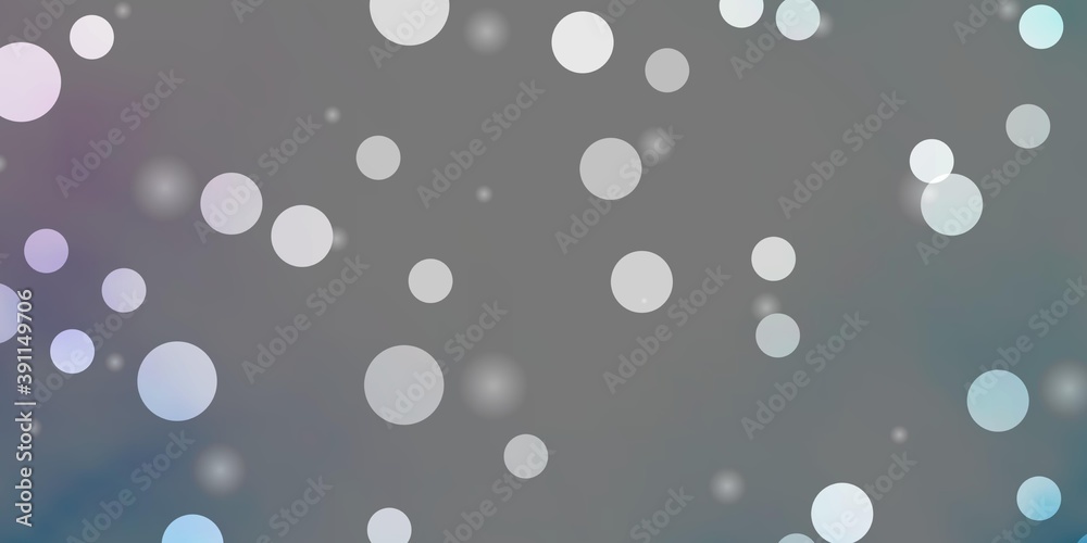 Light Pink, Blue vector layout with circles, stars.