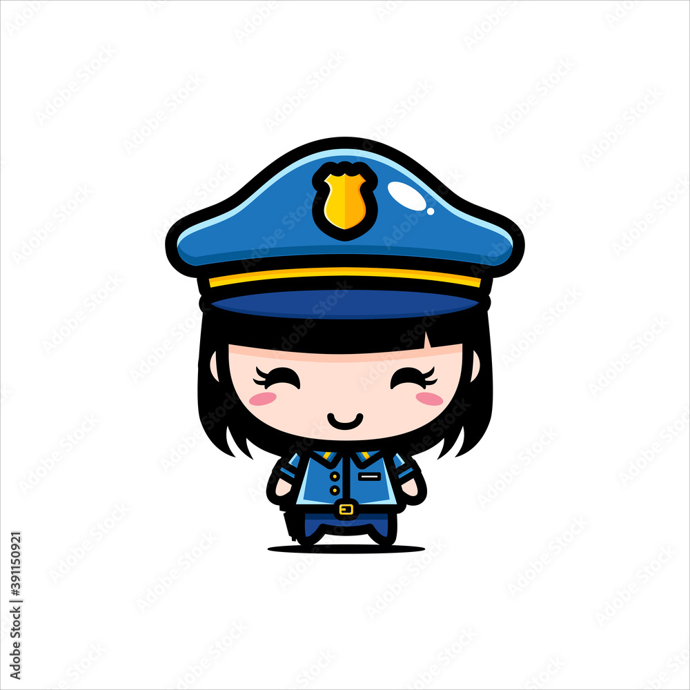 cute female police character vector design