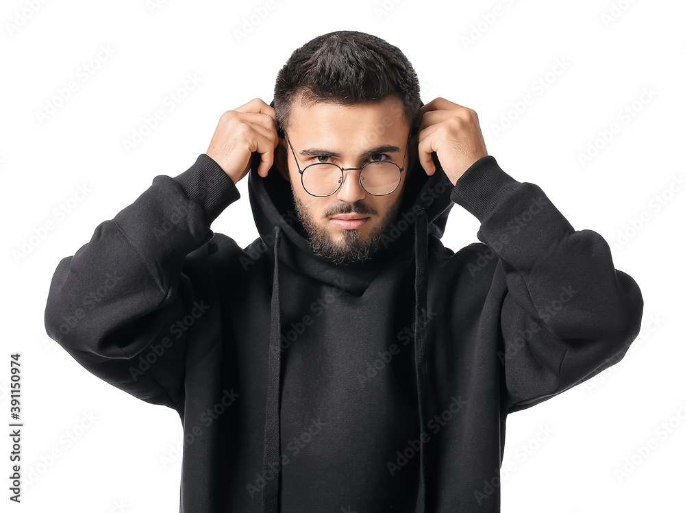 Fashionable young man on white background Fashionable young man on white background