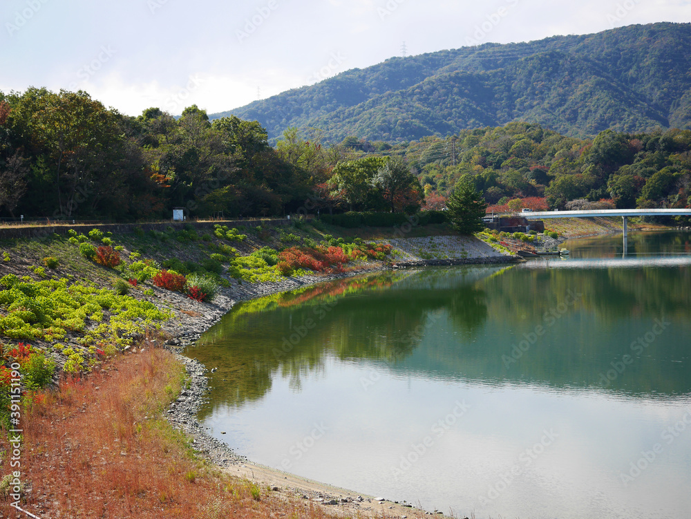 Lake with autumn colorful nature Lake with autumn colorful nature