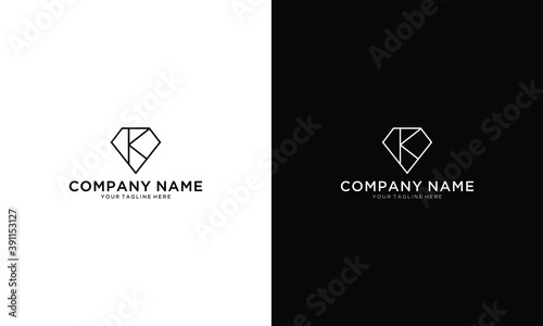 Letter K Diamond  Creative Logo design vector template on a black and white background.