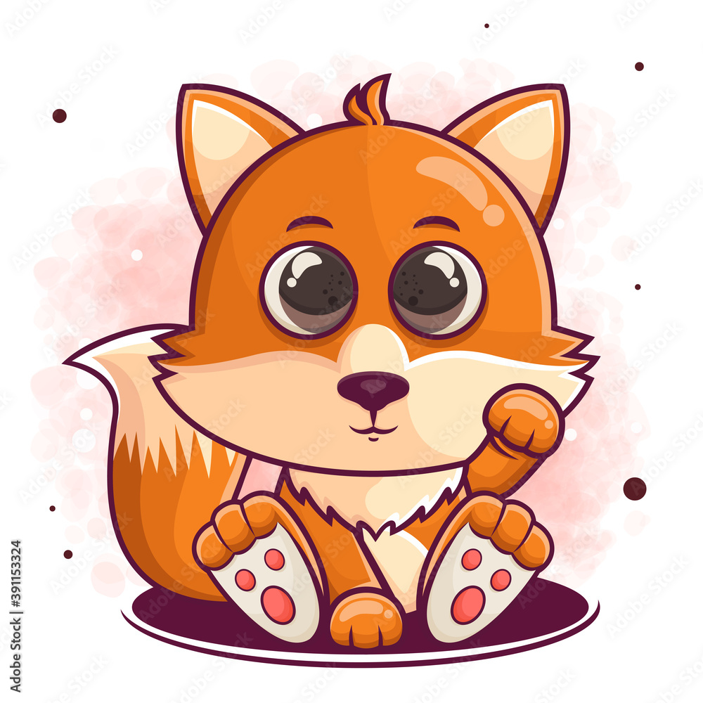 hand drawn cute fox cartoon character illustration hand drawn cute fox cartoon character illustration