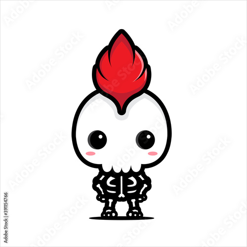 cool punk skull character vector design