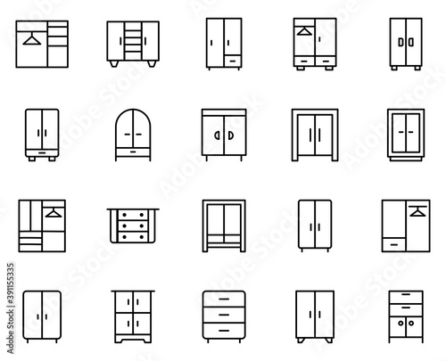 Wardrobe set line icons