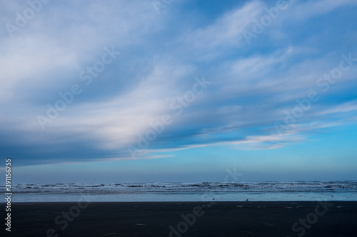 A cool cloudy morning over the Pacific Ocean