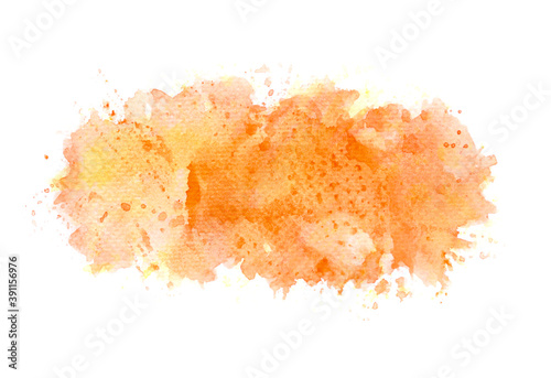orange splash of paint watercolor on paper.
