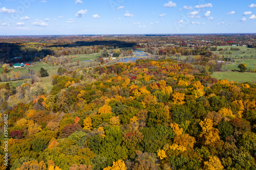 Aerial Drone Photo Looking Down on an Autumn Forest with Multi Colored Fall Trees in the Midwest_18