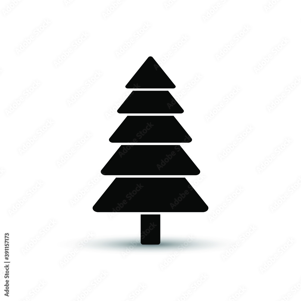 Black pine flat vector icon on light background with shadow. Vector illustration. EPS10 Black pine flat vector icon on light background with shadow. Vector illustration. EPS10
