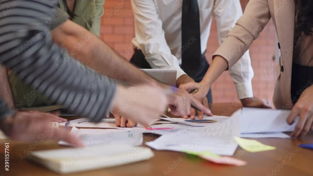 Hands of business people are brainstorming, working together as teamwork.
Hands of business people are brainstorming, working together as teamwork.