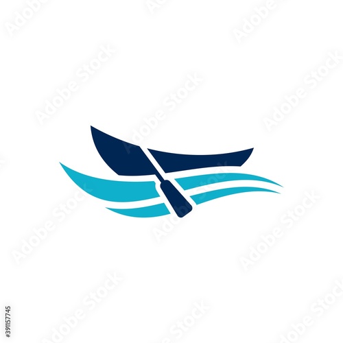 kayak with wave icon or logo template