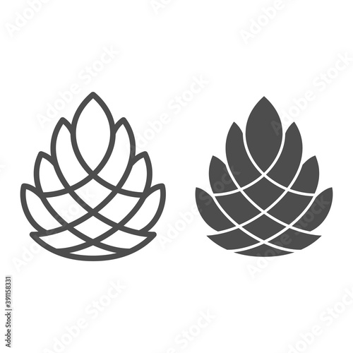 Pine cone line and solid icon, New Year concept, Pinecone sign on white background, Cedar cone icon in outline style for mobile concept and web design. Vector graphics.