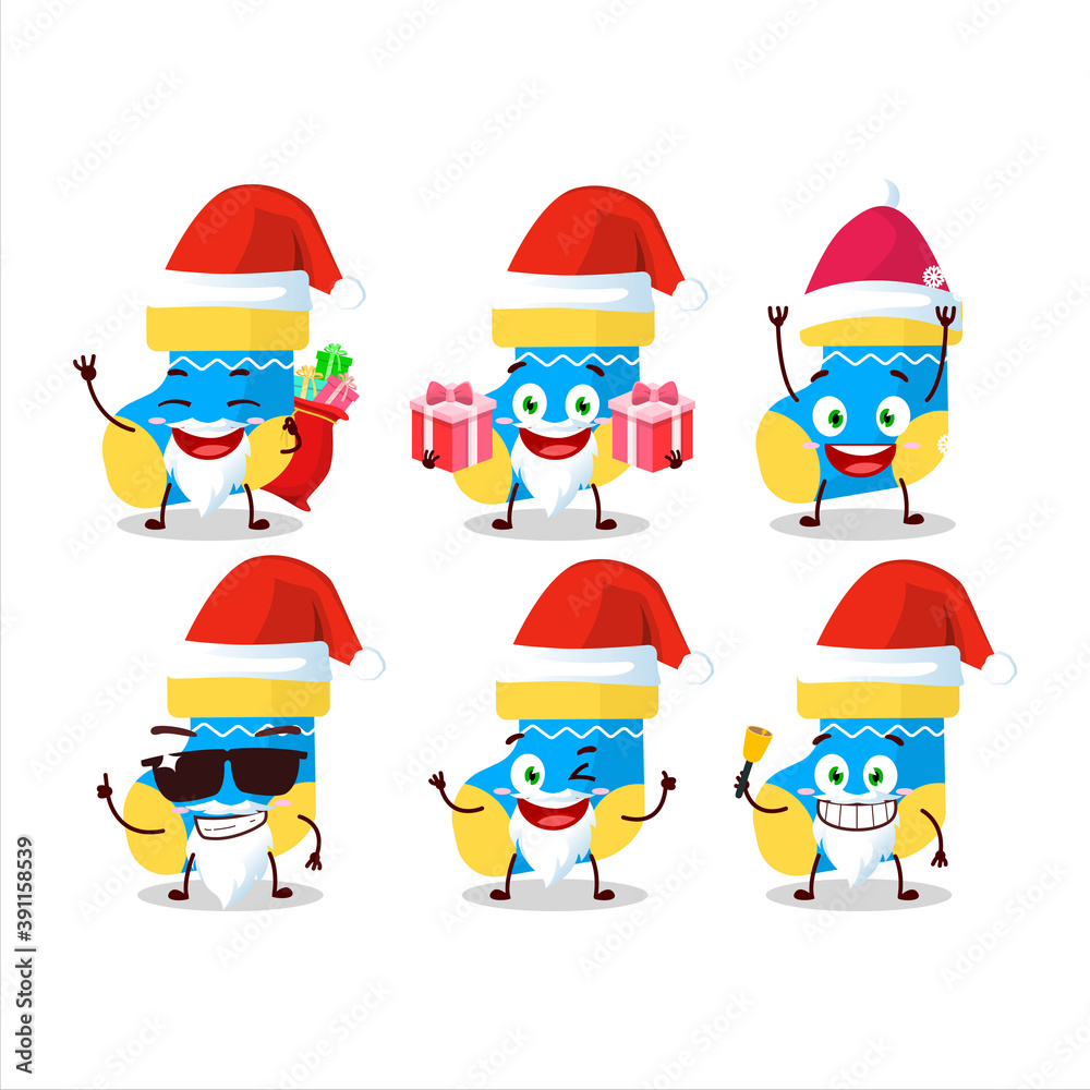 Santa Claus emoticons with baby blue socks cartoon character