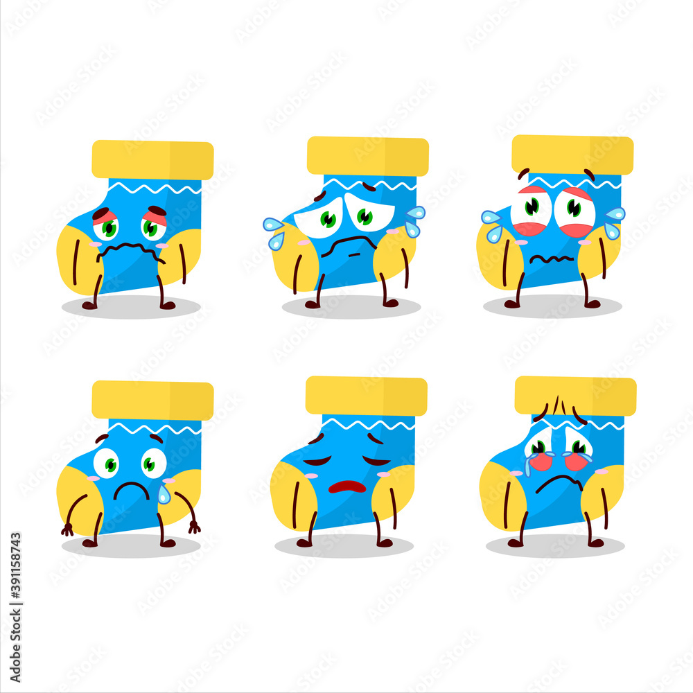 Baby blue socks cartoon character with sad expression