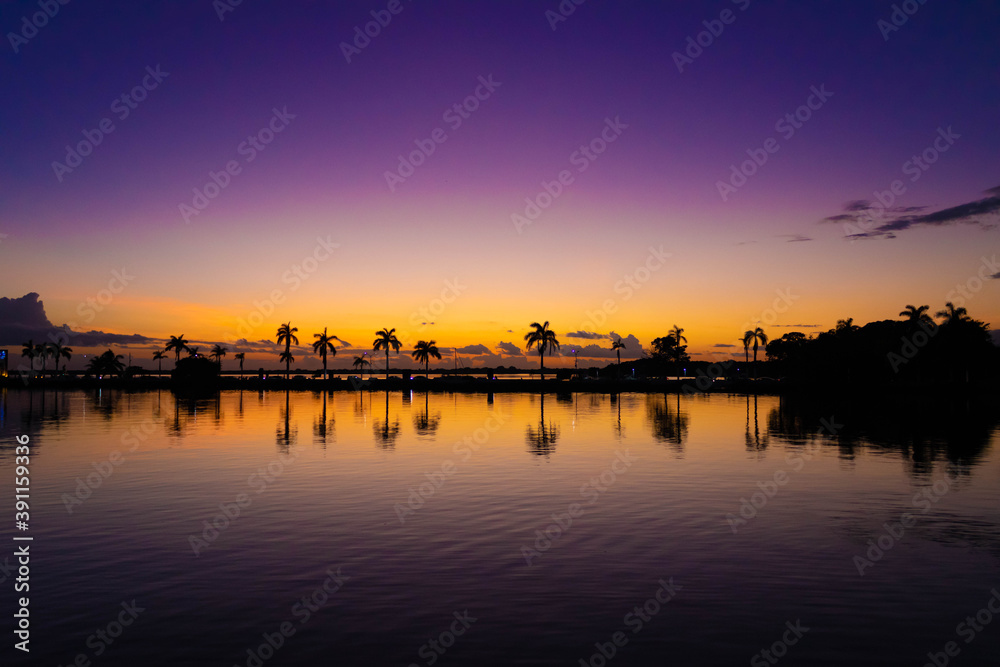 sunset on the sea from Chetumal, Quintana Roo