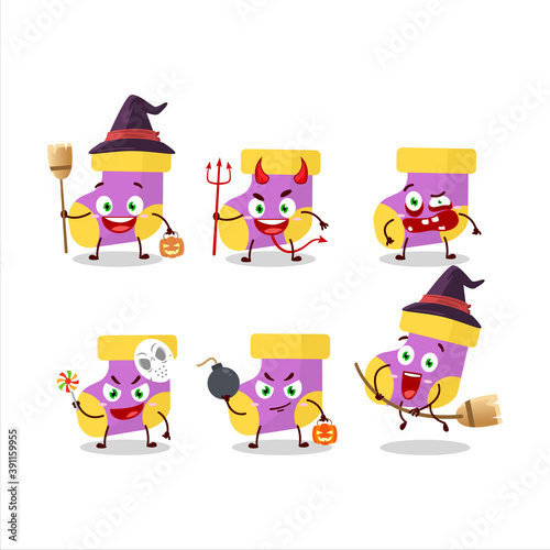 Halloween expression emoticons with cartoon character of baby purple socks