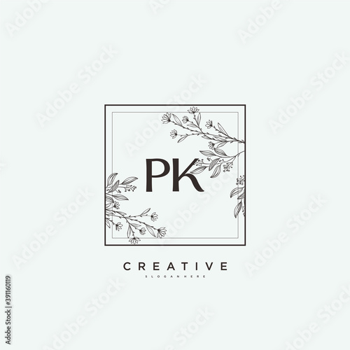 PK Beauty vector initial logo art, handwriting logo of initial signature, wedding, fashion, jewerly, boutique, floral and botanical with creative template for any company or business.