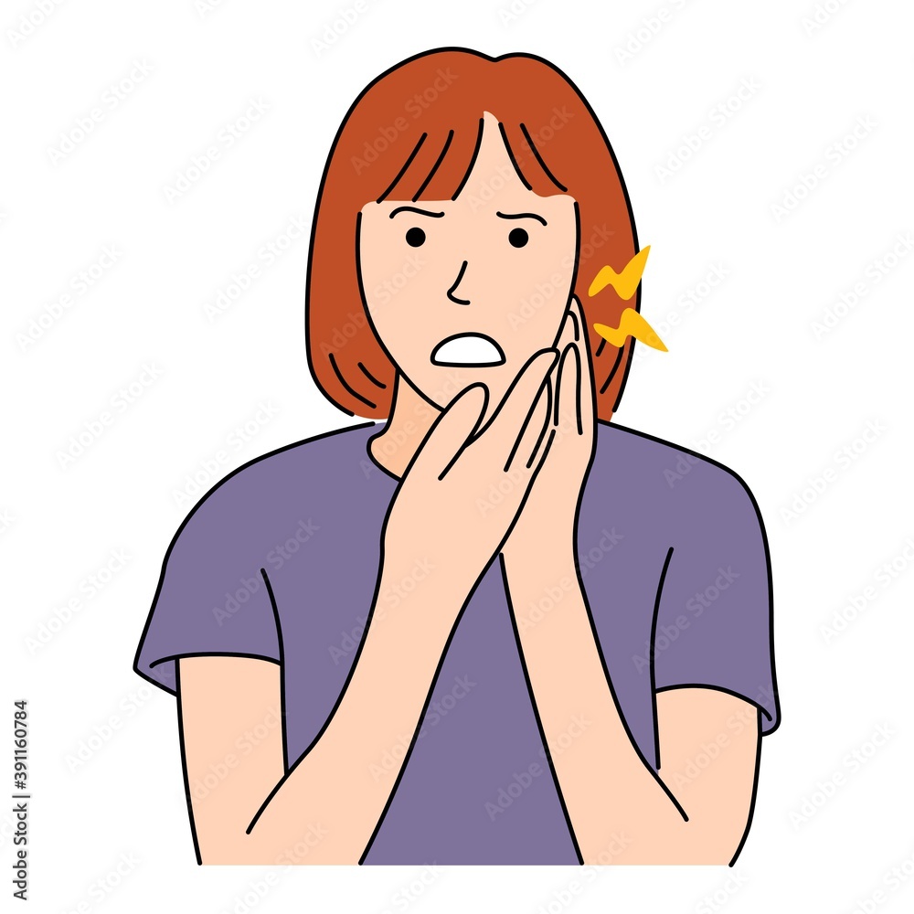 Illustration of a Girl Holding Her Cheek Suffering from Toothache. White isolated vector illustration Illustration of a Girl Holding Her Cheek Suffering from Toothache. White isolated vector illustration