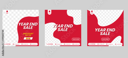 Year end sale social media template. Set social media template design for year end sale. End year Clearance sale design for product frame or cover. Social media banner year end sale set editable.