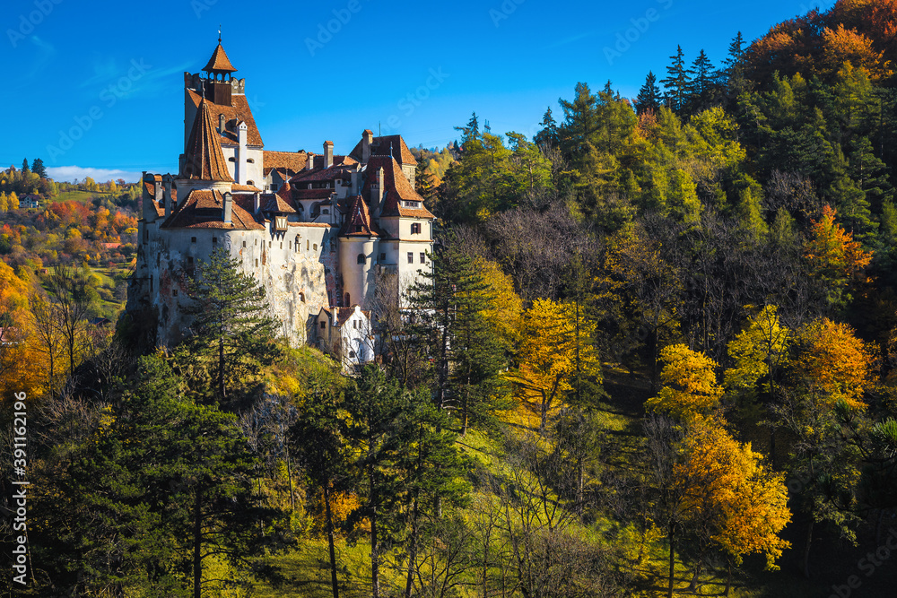 Beautiful medieval castle on the hill, Bran, Transylvania, Romania