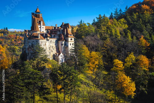 Beautiful medieval castle on the hill, Bran, Transylvania, Romania