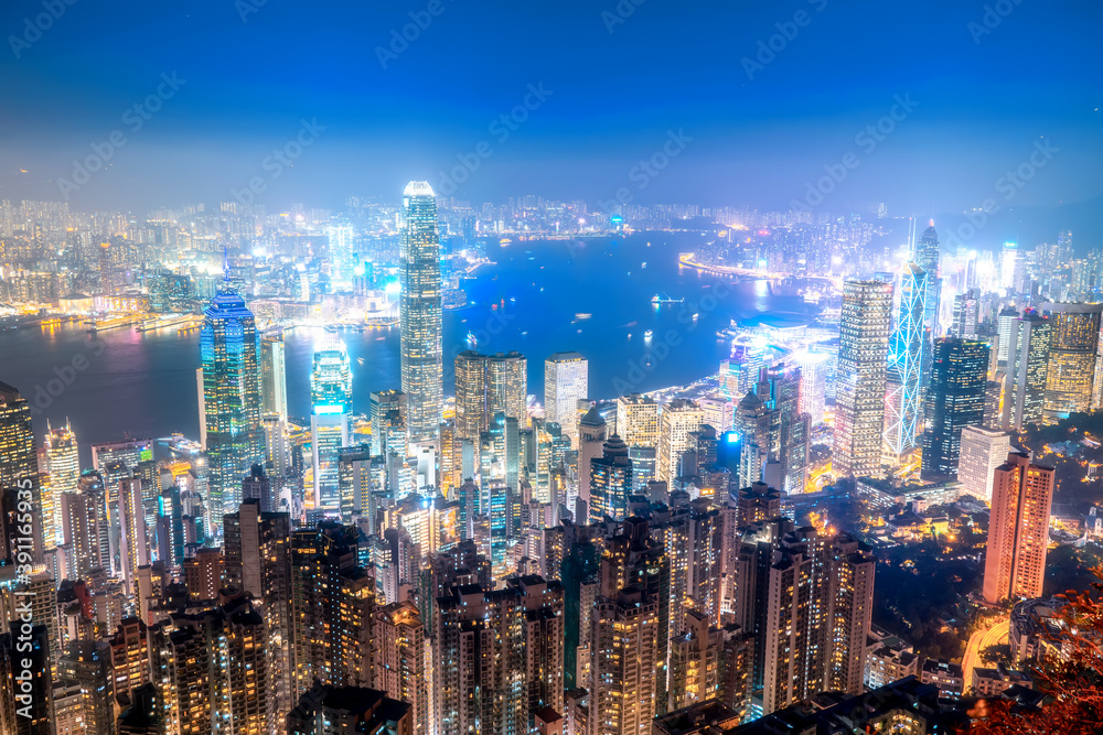 Night view from Victoria Peak in Hong Kong