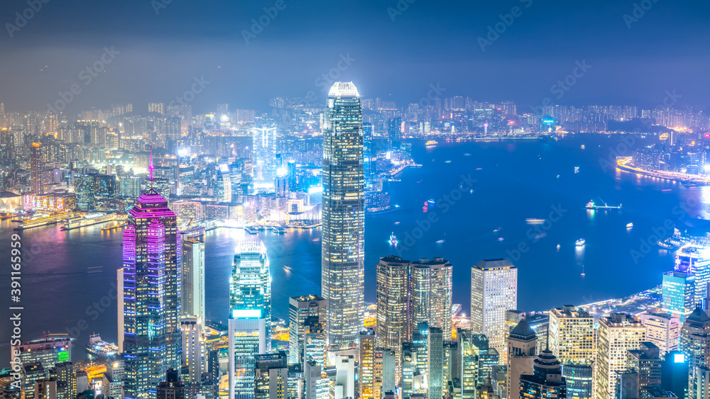 Fototapeta premium Night view from Victoria Peak in Hong Kong
