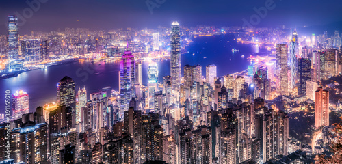 Canvas Print Night view from Victoria Peak in Hong Kong