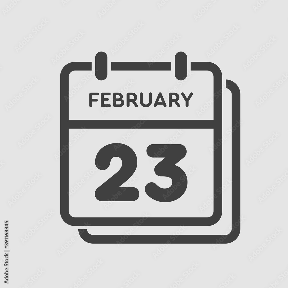 Icon day date 23 February, template calendar page Icon day date 23 February, template calendar page