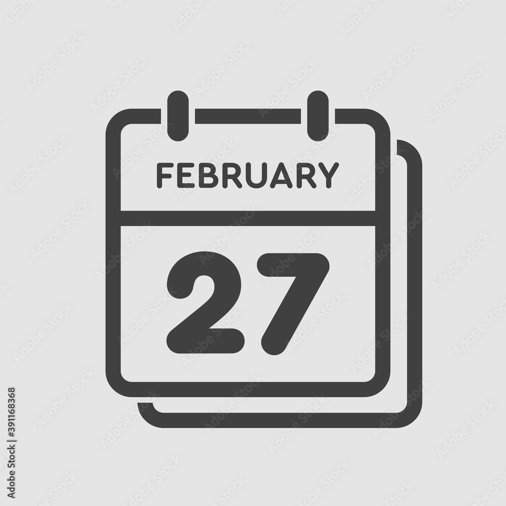 Icon day date 27 February, template calendar page Icon day date 27 February, template calendar page