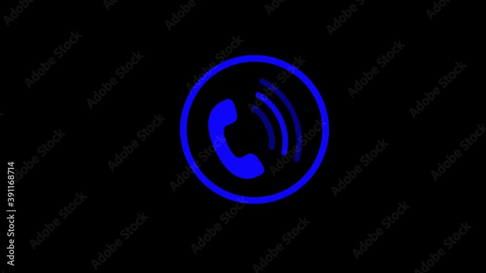 Amazing blue color telephone calling animation on black background, Calling animation Amazing blue color telephone calling animation on black background, Calling animation