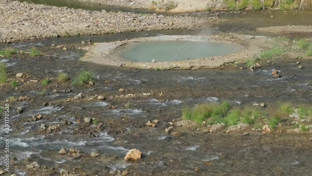 Hot springs and fumaroles in famous Valley of Geysers, Kamchatka peninsula, Russia, 4k Hot springs and fumaroles in famous Valley of Geysers, Kamchatka peninsula, Russia, 4k