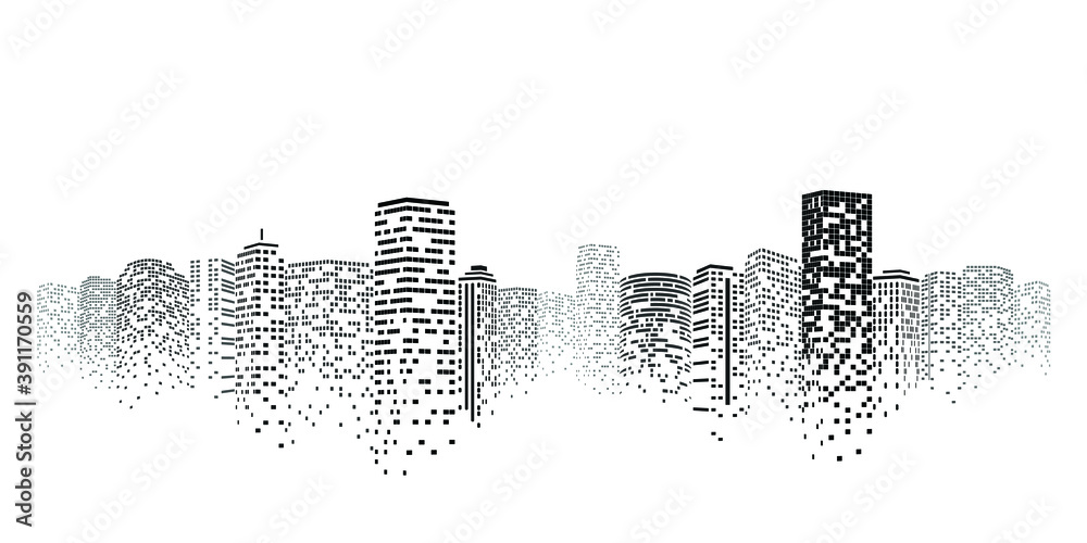 © cofficevit - Night city vector illustration. Dark urban scape. Night cityscape in flat style, abstract background.