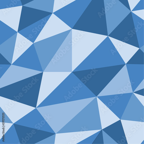 Blue polygonal background. Seamless geometric pattern. Blue triangles. Low poly template. Crystal texture. Vector illustration EPS10. © Oxigen