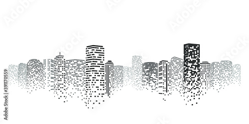 Night city vector illustration. Dark urban scape. Night cityscape in flat style, abstract background.