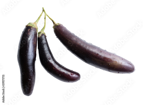 A bunch of eggplants isolated on a white