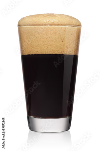 Glass of stout dark beer isolated on a white.
