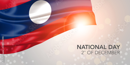 Laos happy national day vector banner, greeting card.