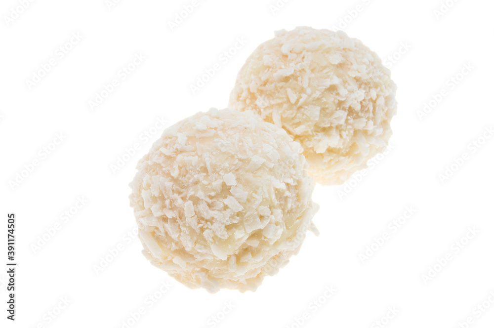 truffle in coconut flakes isolated truffle in coconut flakes isolated