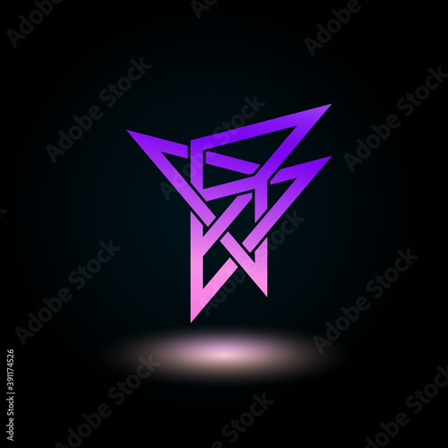 Abstract logo concept combining several triangular shapes for architectural or industrial business. Modern, minimalistic, unique logo template