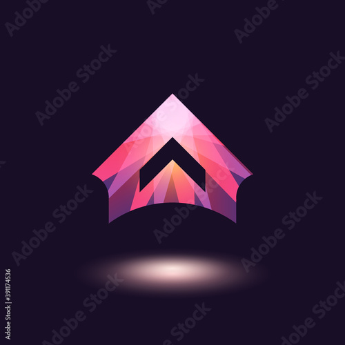 Abstract up arrow, or mountain for business logo concept. Modern, minimalistic, unique logo template